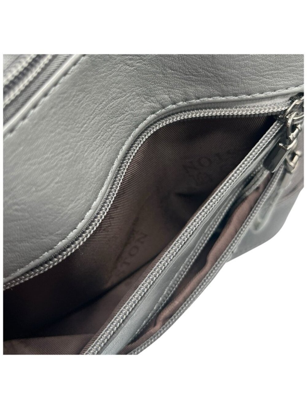 Mei Ya Shi Dun Gray Shoulder Crossover Purse 4 Zippered & 2 Snap Magnet Pockets - Picture 7 of 13